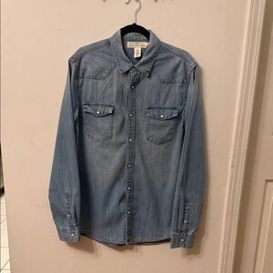 H&M Light Blue Denim Button-Down Shirt